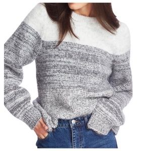 1. State Crew Neck Fuzzy Grey Wool Blend Sweater Size S